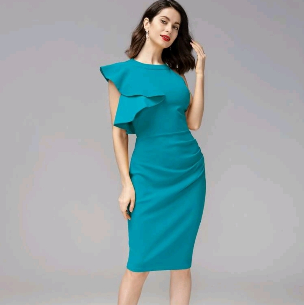 New Ruffle trim Pencil dress